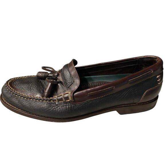 Sebago Tassel Loafers Mens 10.5M Brown Black Leather Moc Slip On Vintage Brazil main image 6